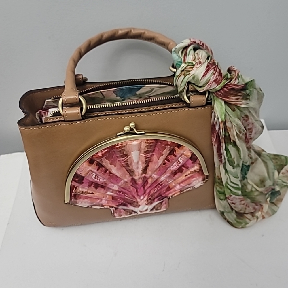 Patricia Nash Angela Satchel with Scarf - Seashell Tooled - Picture 4 of 10